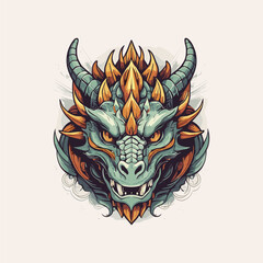 A striking illustration of a dragon's head, symbolizing strength and mythical allure