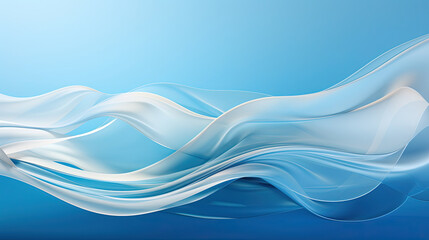 Obraz premium A Single Abstract Art White Silky Fabric Floating Like Scribble Wavy Lines on a Aqua Color Background