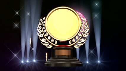 Podium Prize Trophy awards ceremony 3D illustration