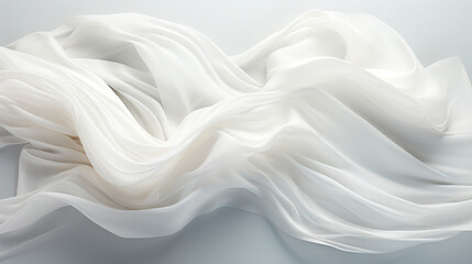 Obraz premium Abstract Art White Silky Fabric Floating Like Scribble Wavy Lines on a White Color Background