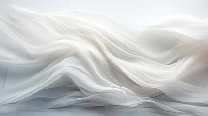 Abstract Art White Silky Fabric Floating Like Scribble Wavy Lines on a White Color Background