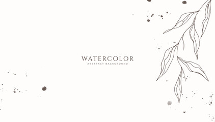 Abstract horizontal watercolor background. Neutral light brown white colored empty space background illustration