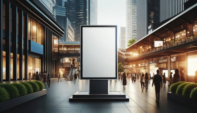 Blank Advertising Billboard in Modern Cityscape