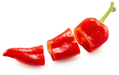 red hot chili pepper slices isolated on a white background. Clipping path