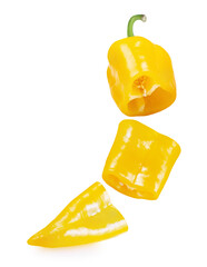 yellow hot chili pepper slices isolated on a white background. Clipping path - 780765179