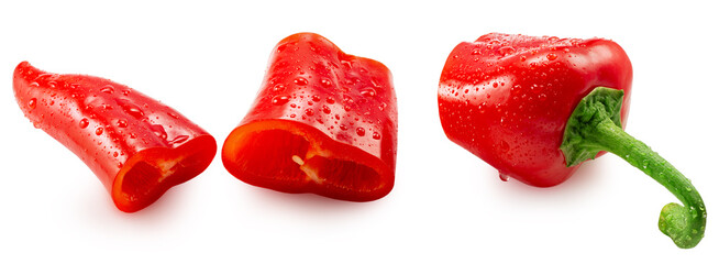 red hot chili pepper slices isolated on a white background. Clipping path