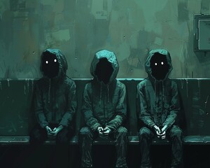 The empty stares of individuals struggling with addiction, trapped in a cycle of selfdestruction, soft shadowns