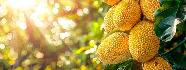 Jackfruit harvest in the garden. selective focus. - obrazy, fototapety, plakaty