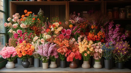 Fototapeta na wymiar Flowers shop. AI generate illustration