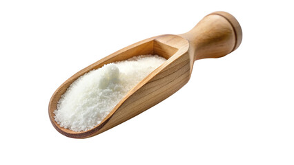 Fototapeta premium Sugar on wooden scoop isolated on transparent background