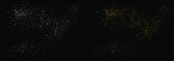 Abstract vector gold glitter background design element. Golden dot effect gold glitter texture vector on black background