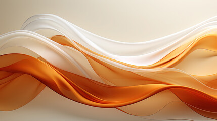 White and Orange Fabric Floating Like Scribble Wavy Lines on a Biege Color Backdrop
