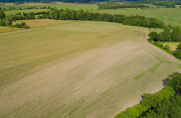 Drohnen Luftaufnahme von diverse Landwirtschaftliche Agrar Felder in Schleswig Holstein Deutschland