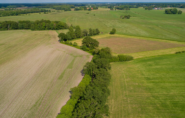 Drohnen Luftaufnahme von diverse Landwirtschaftliche Agrar Felder in Schleswig Holstein Deutschland