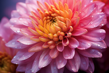 Pink Chrysanthemum flower pistil , Macro photography - Powered by Adobe