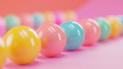 Vibrant Colorful Balls on Pink and Blue Gradient Background