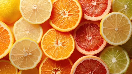 Orange Citrus Fruit slice background, pattern, closeup. Row fresh orange layout, summertime concept for package, grocery product advertising.