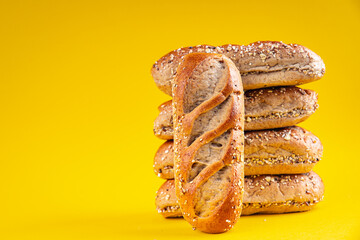 milk bun whole grain dough buns fresh baked goods Cooking appetizer meal food snack on the table...