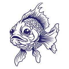 Fototapeta premium hand drawn ryukin goldfish illustration 