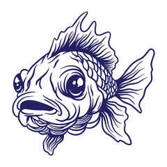 hand drawn ryukin goldfish illustration 