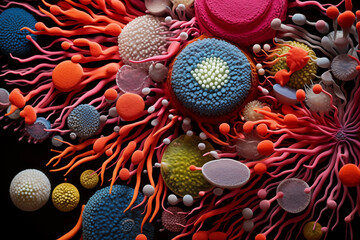 Close-up view capturing the fascinating world of microorganisms in vivid detail. Generative AI