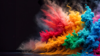 Esplosione di Colori- Banner Decorativo Tintura Vibrante e Nuvola Esplosiva di Colori - obrazy, fototapety, plakaty