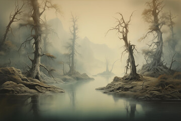Ethereal landscapes, blending reality with imagination to evoke a sense of wonder and mystery. Generative AI