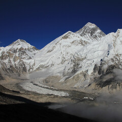 Mount Everest Nuptse and Khumbu glacier seen from Kala Patthar, Nepal.