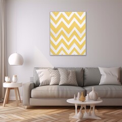 Yellow and white Minimalist Geometric chevron pattern in a bright interior