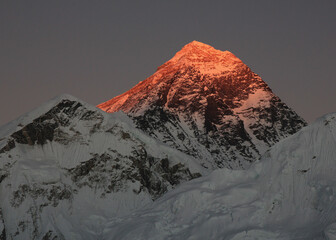 Mount Everest at sunset, view from Kala Patthar, Nepal.