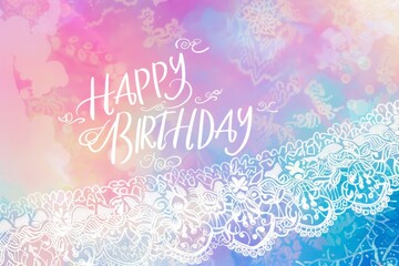Fototapeta na wymiar colorful rainbow pastel, RGB, elegant birthday card with text 