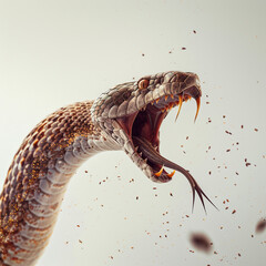 Angry Snake With Open Mouth in Striking Pose - obrazy, fototapety, plakaty