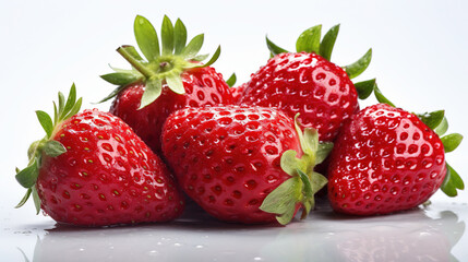 A Group of Fresh Strawberry Fruit On Isolated White Background