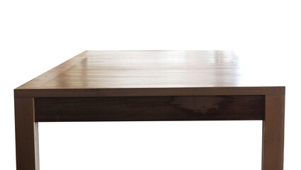 Empty teak wood table top on transparent background. (PNG File)