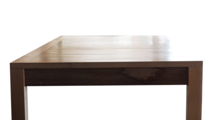Empty teak wood table top on transparent background. (PNG File)