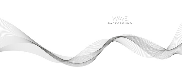 Abstract wave element for design. Digital frequency track equalizer. Stylized line art background. Vector illustration. Wave with lines created using blend tool. Curved wavy line, smooth stripe.