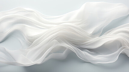 Abstract Art White Silky Fabric Floating Like Scribble Wavy Lines on a White Color Background