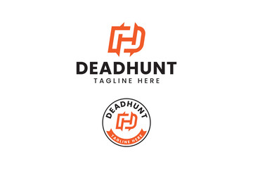 letter D H or H D logo design for hunting sport adventure company business