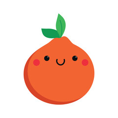 Cute cartoon smiling orange character. Childish style. Fruit icon. Vector illustration