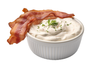 Bacon Horseradish Dip isolated on transparent png background. Generative ai
