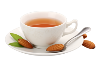 Almond Tea isolated on transparent png background. Generative ai