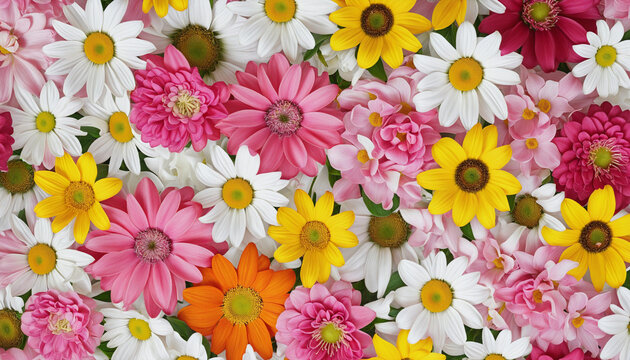 Illustration of  Bright Colours kinds of flowers on white background