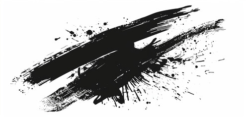 Black Ink Brush Stroke on White Background - obrazy, fototapety, plakaty