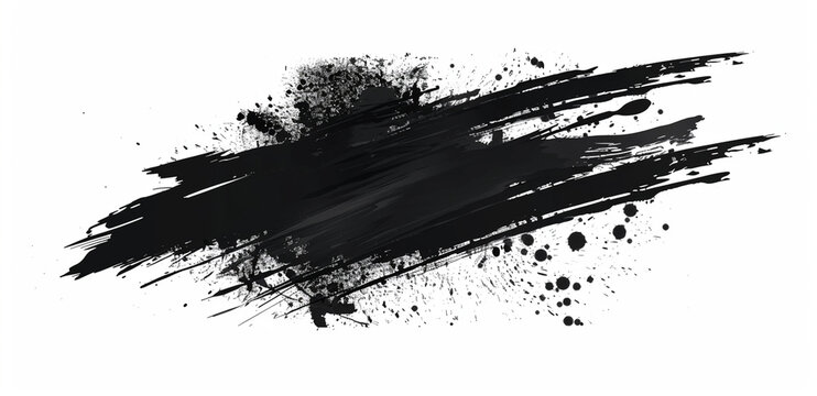 Black Ink Brush Stroke on White Background