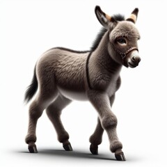 Image of isolated donkey against pure white background, ideal for presentations
