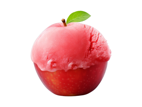 Apple Sorbet isolated on transparent png background. Generative ai
