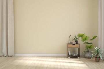 White empty room. Scandinavian interior design. 3D illustration
