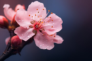 Peach blossom flower pistil , Macro photography - obrazy, fototapety, plakaty