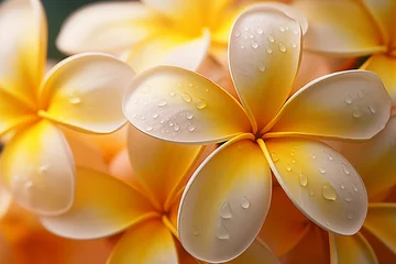 Foto auf Acrylglas The water drops on Plumeria flower pistil , Macro photography © h3bs