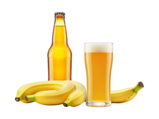 Banana Beer isolated on transparent png background. Generative ai